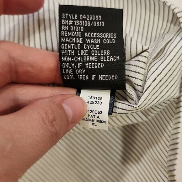 AB Studio Striped Button Front Blouse Woven Watch Pattern Women's Size XL Cotton - Picture 11 of 11